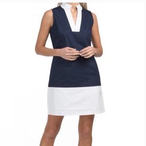 Sail To Sable Navy White Sleeveless V-Neck Dress